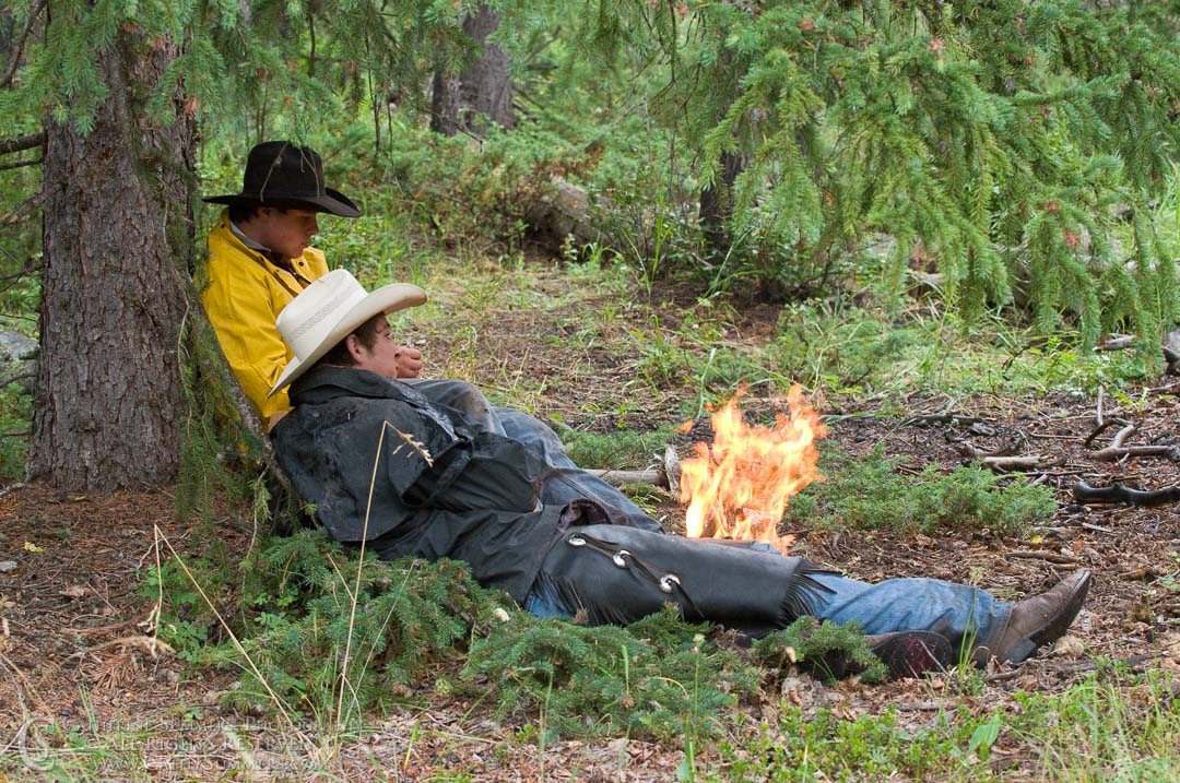Wranglers Waiting by the Fire: Bob Marshall Wilderness, Montana