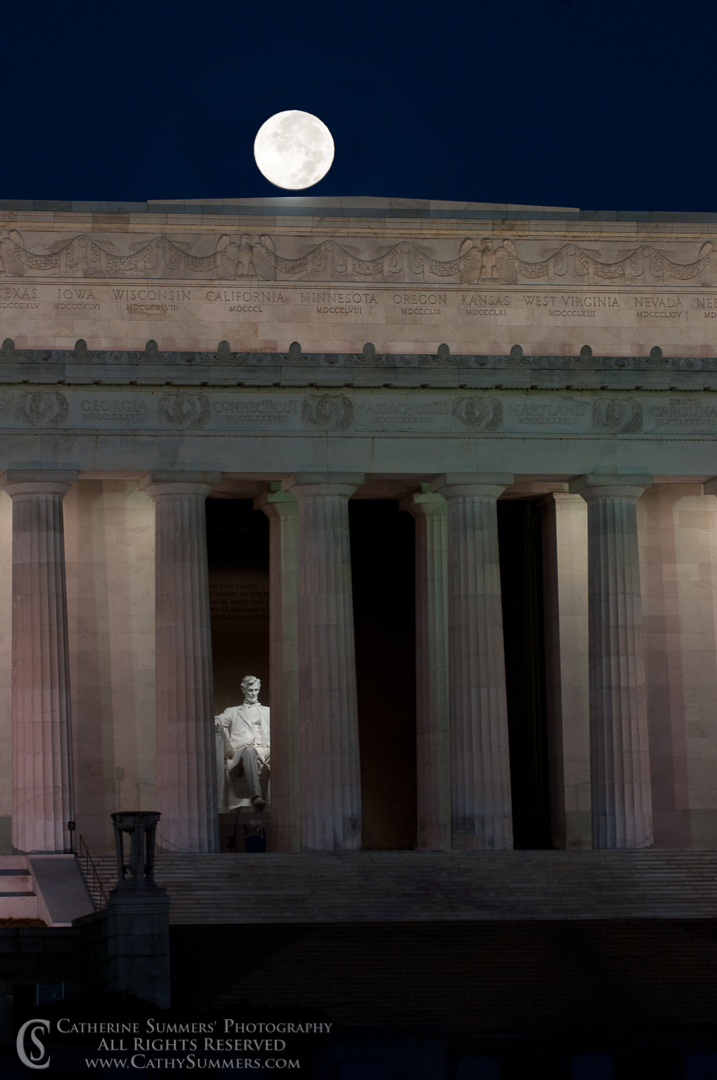 Full Moon and Lincoln Memorial: Washington, DC