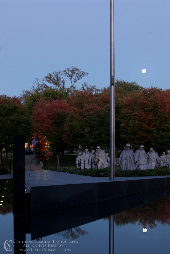 Moon and Korean Memorial at Dawn: Washington, DC
