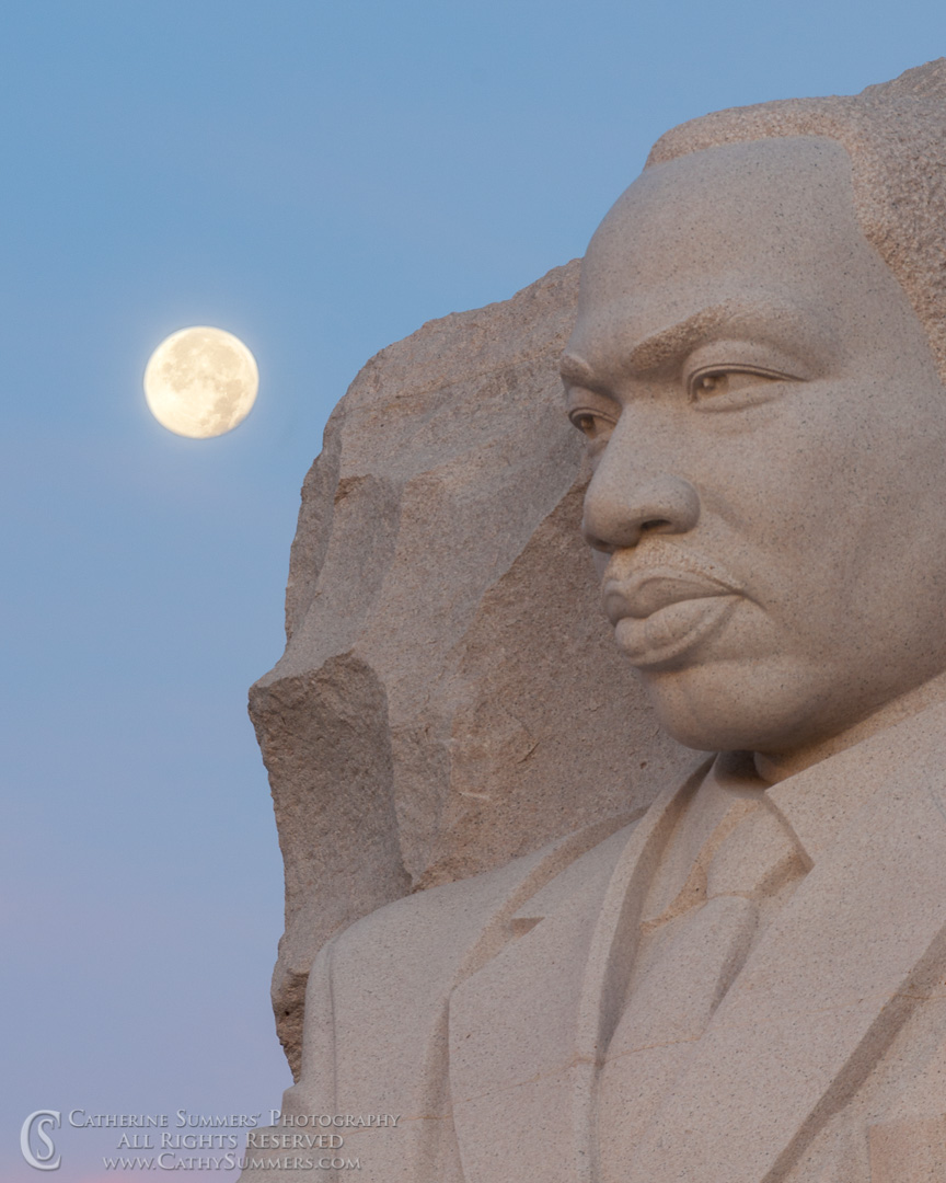 Martin Luther King Memorial and Full Moon at Dawn #2: Washington, DC