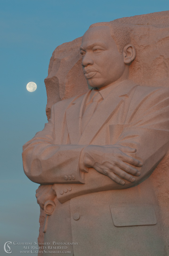Martin Luther King Memorial and Full Moon at Dawn #4: Washington, DC