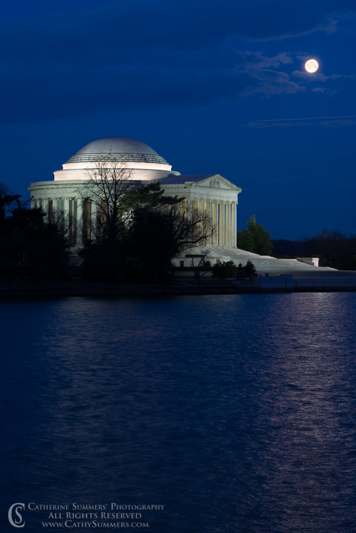 Full Moon and Jefferson Memorial Before Dawn: Washington, DC