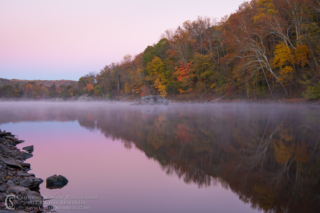 Autumn Colors and Reflections in the Mist before Dawn at Widewater: C&O Canal National Historic Park, Maryland