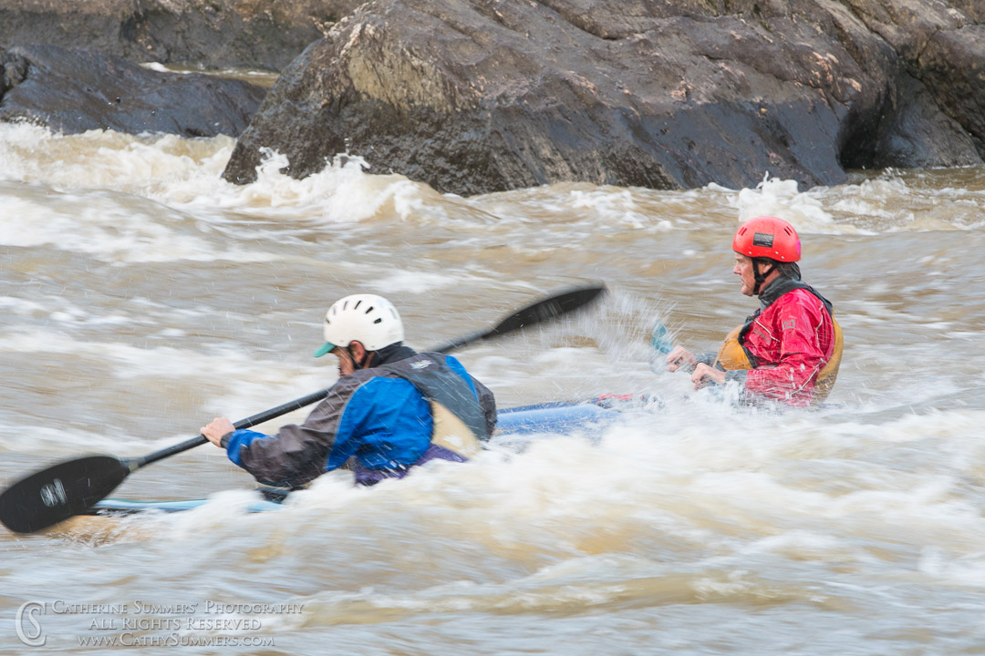 Kayakers Surfing at Rocky Island on the Potomac: Great Falls National Park, Virginia