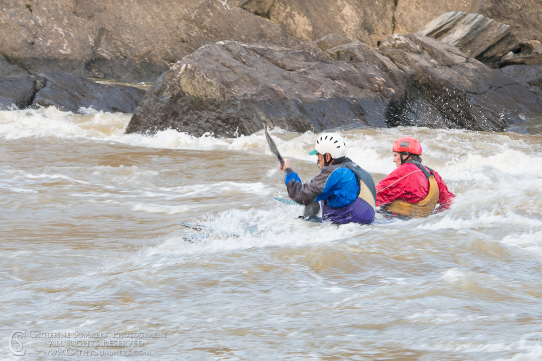 Kayakers Surfing at Rocky Island on the Potomac: Great Falls National Park, Virginia