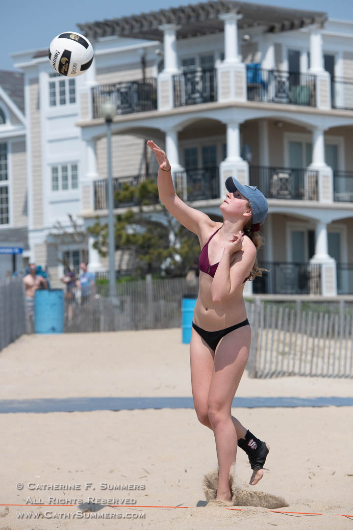 Beach Volleyball - Young Woman Serving: Rehobeth Beach, Delaware