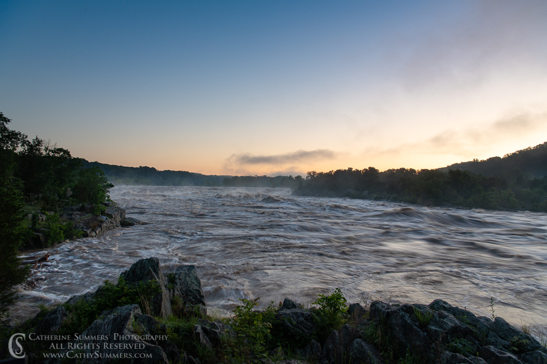 Dawn and a Flooded Potomac River at Great Falls - 1/5 Second Exposure: Great Falls National Park, Virginia