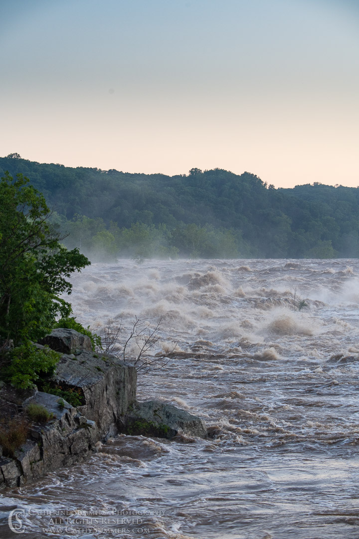 Dawn and a Flooded Potomac River at Great Falls: Great Falls National Park, Virginia