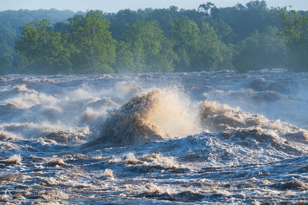 Flooded Potomac at Great Falls - Exploding Waves: Great Falls National Park, Virginia