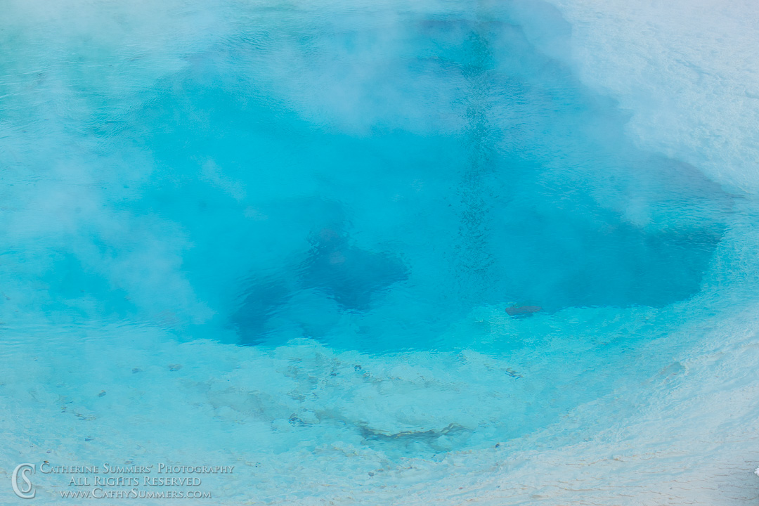 Blue Water and White Deposits in a Hot Spring: Yellowstone National Park