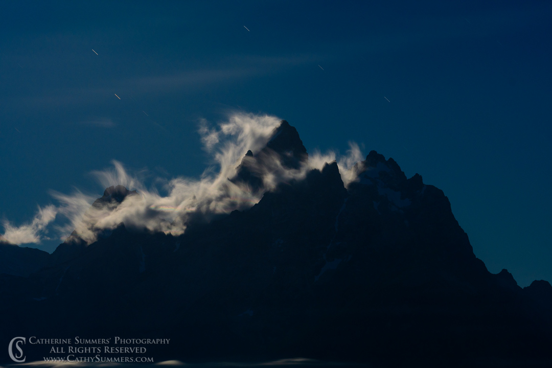 Moonlit Tetons and Clouds Before Dawn: Grand Teton National Park