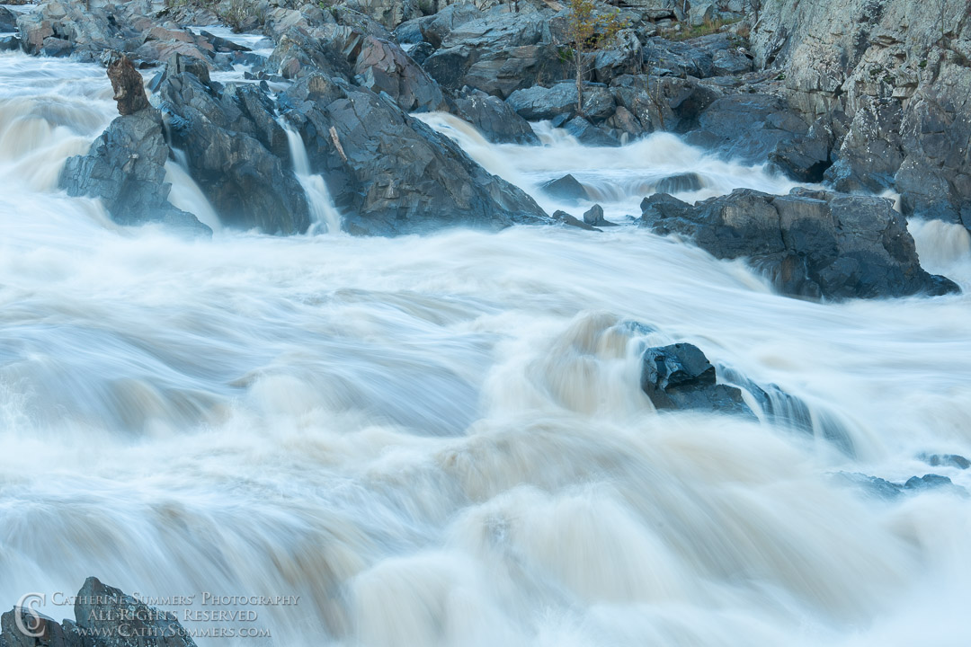 Long Exposure to Blur the Water Flowing Over Rocks at Great Falls of the Potomac.: Great Falls National Park, Virginia