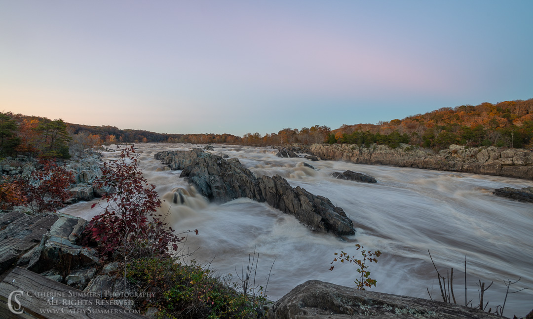 4 Second Exposure at Great Falls of the Potomac on an Autumn Afternoon After Sunset: Great Falls National Park, Virginia