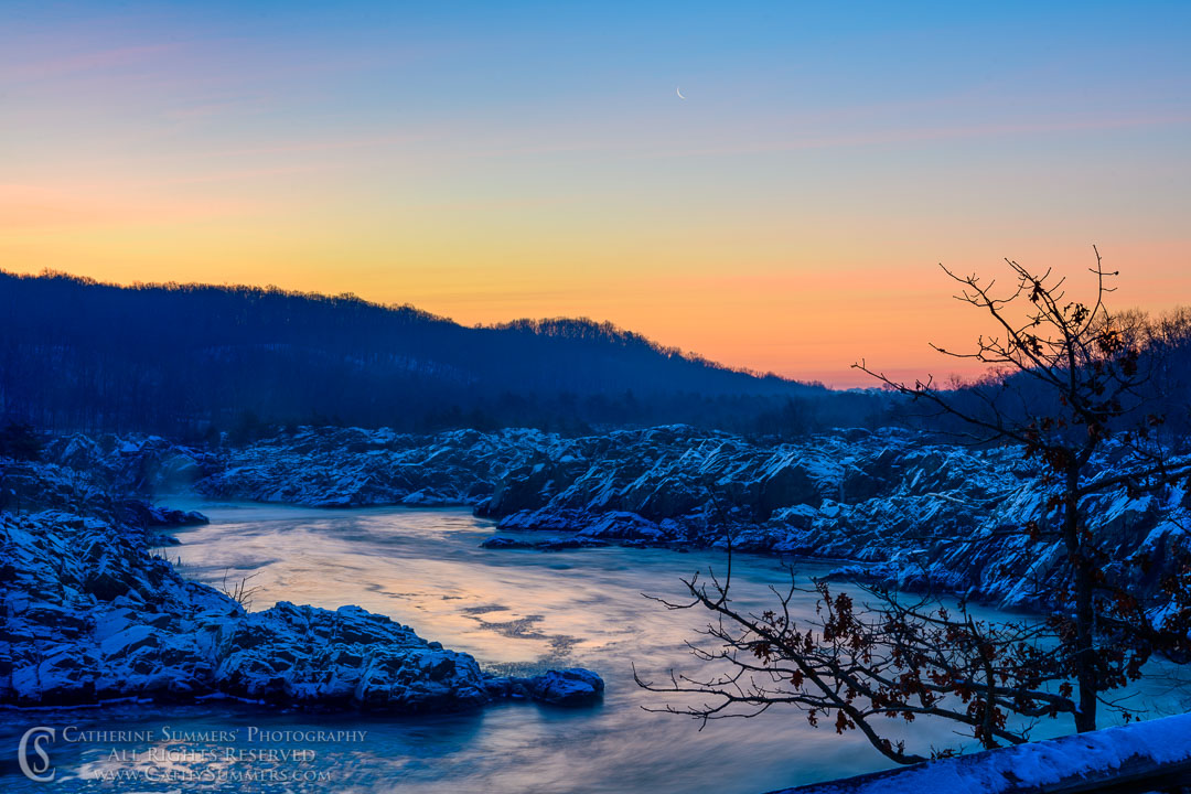 Winter dawn on the Potomac River at Great Falls National Park