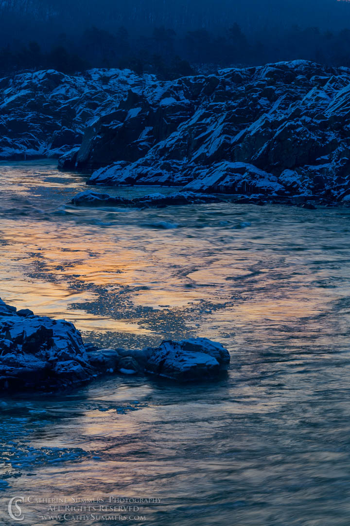 Dawn Light and Floating Ice in the Potomac River on a Winter Morning at Great Falls