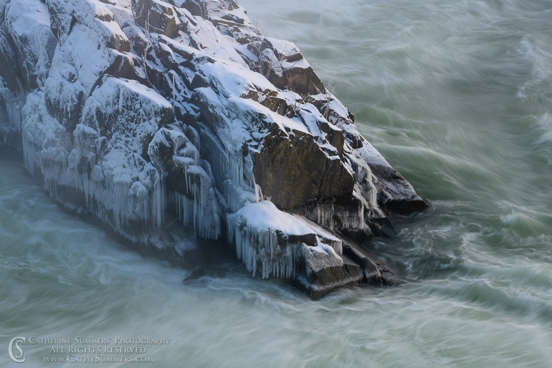 Snow and Ice Covered Rocks at Great Falls National Park