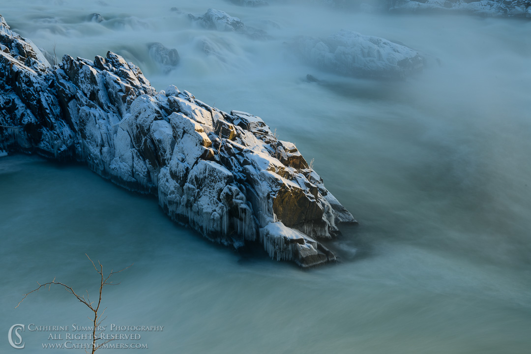 Snow and Ice Covered Rocks at Great Falls National Park - Long Exposure