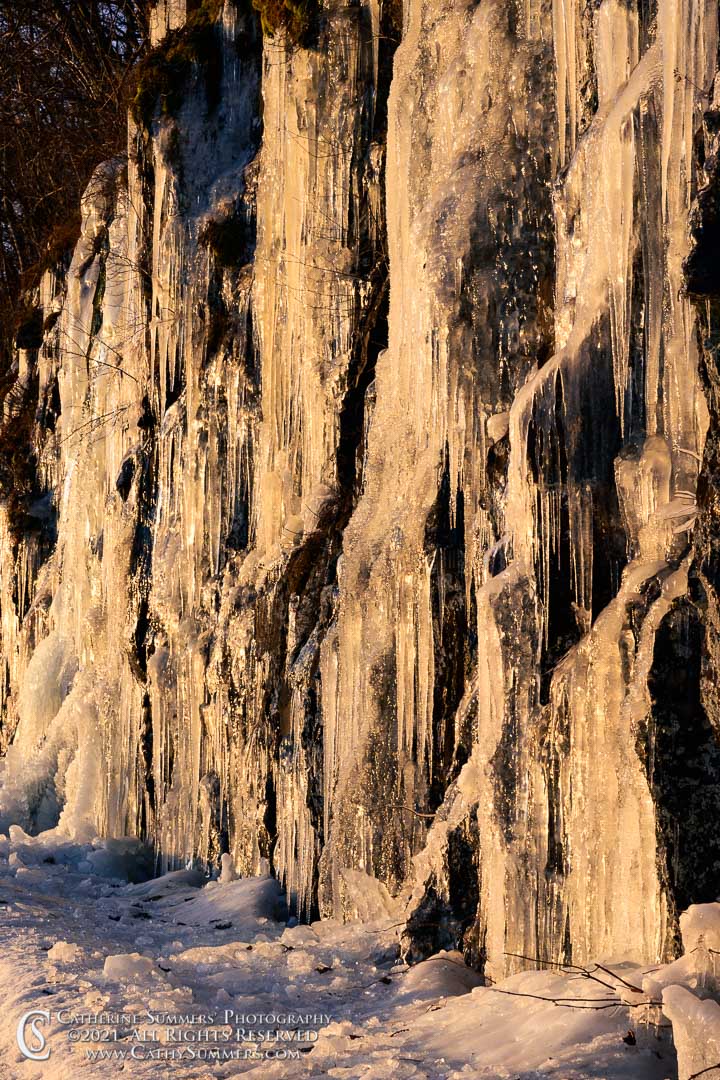 ice Covered Rock Face at Sunrise on Skyline Drive