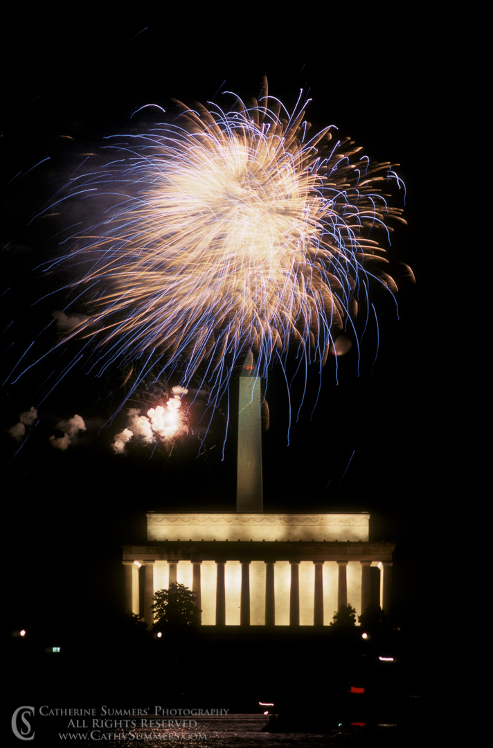 Fireworks Over the Lincoln Memorial and Washington Monument: Washington, DC