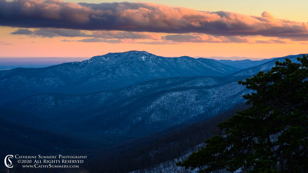 Old Rag at Sunset on a Winter Day at the Pinnacles Overlook on Skyline Drive