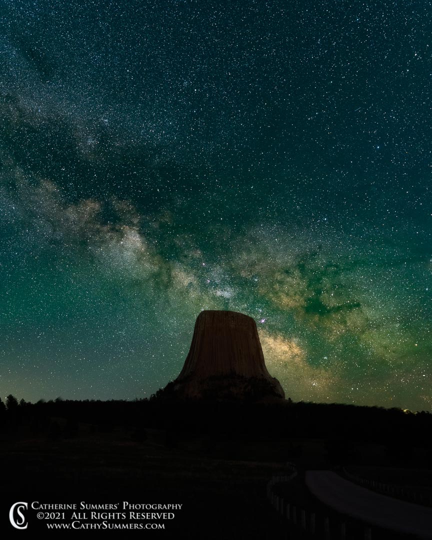 20210602_072: vertical, night, Devil's Tower, stars, Milky Way, astrophotography, Devils Tower