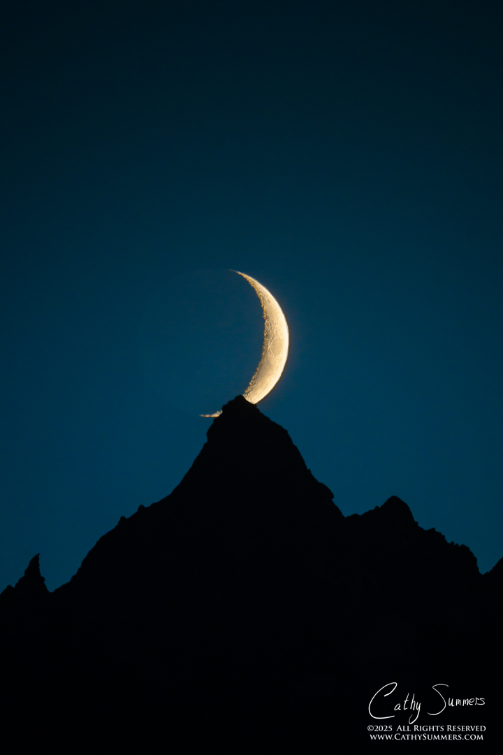 Cresent Moon Intersects with the Grand Teton at Twilight
