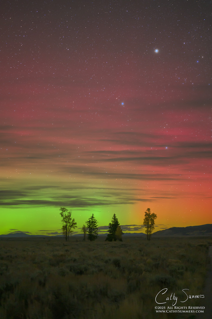 Aurora Through the Clouds in Grand Teton National Park