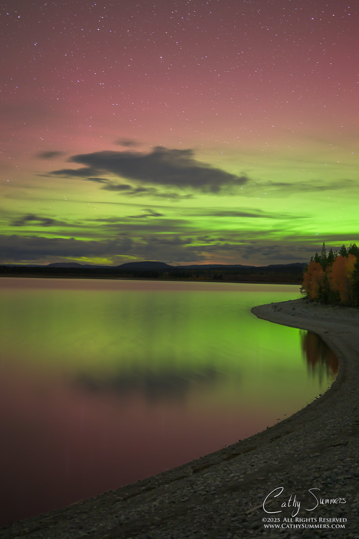 Aurora and Reflection in Jackson Lake, Grand Teton National Park