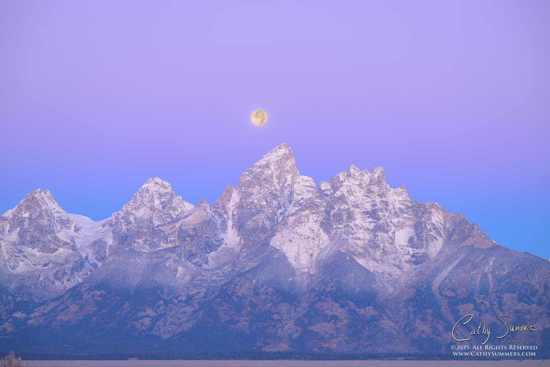 Harvest Moon Sets Over the Grand Teton