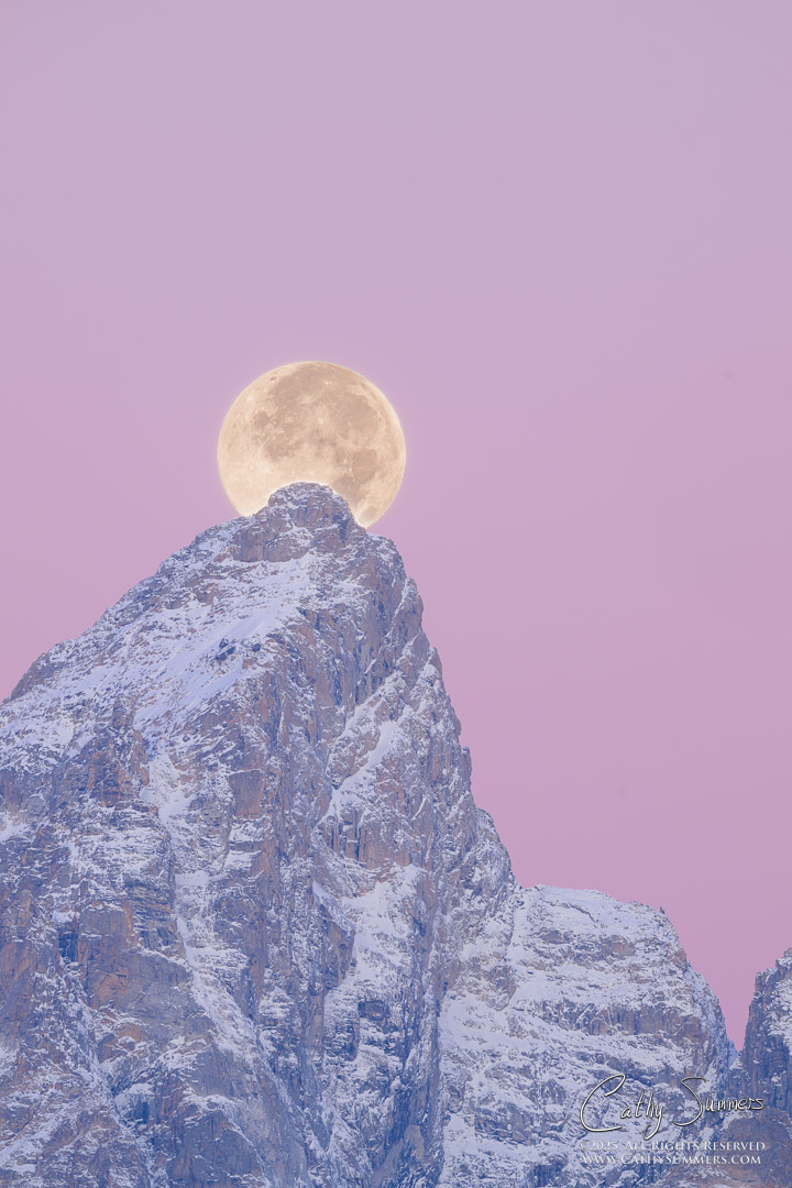 Harvest Moon Sets On the Grand Teton