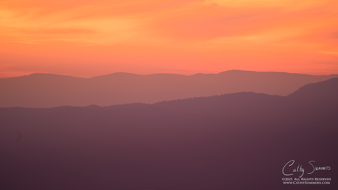 Hazy Winter Sunset in Shenandoah National Park
