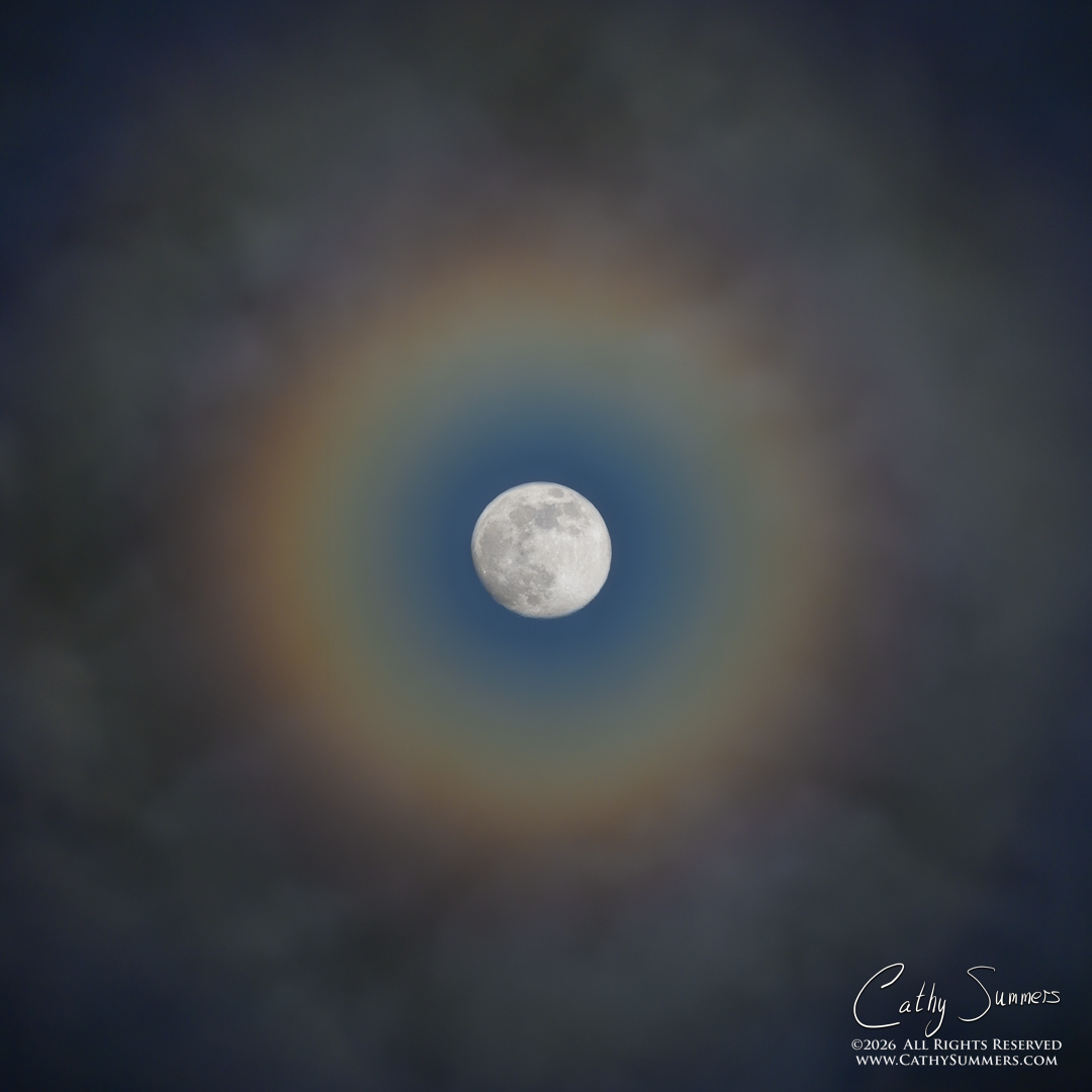 Wolf Moon and Moonbow - Composite Photo