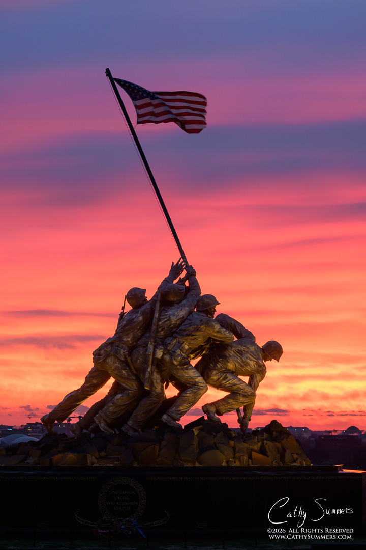 Sunrise at the USMC War Memorial