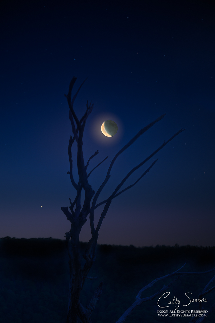 Waning Crescent Moon Rises at Bacon Hollow Overlook - Composite Photograph