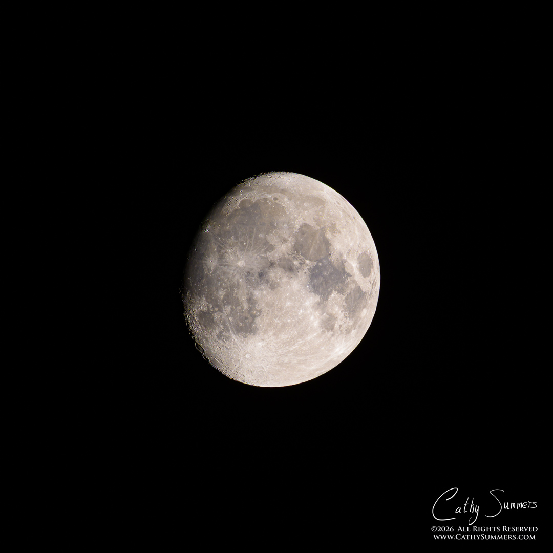Waxing Gibbous Moon from Dickey Ridge Visitors Center in Shenandoah National Park (Single, Tracked Photo)