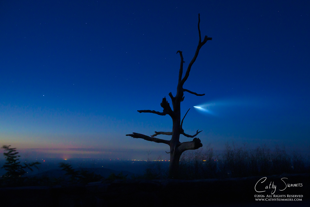 SpaceX Launch as Seen from Little Devil Stairs Overlook in Shenandoah National Park