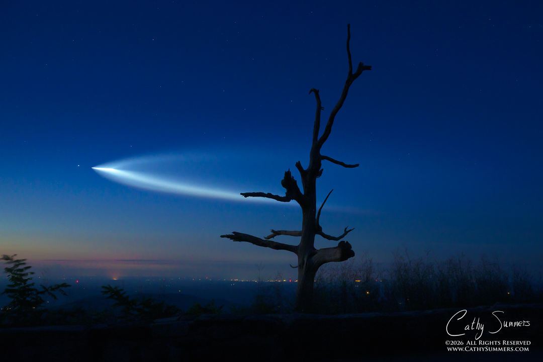 SpaceX Launch as Seen from Little Devil Stairs Overlook in Shenandoah National Park