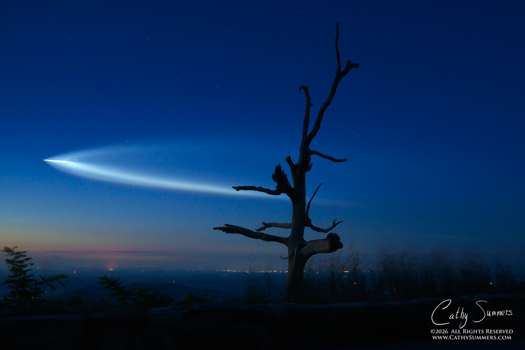SpaceX Launch as Seen from Little Devil Stairs Overlook in Shenandoah National Park