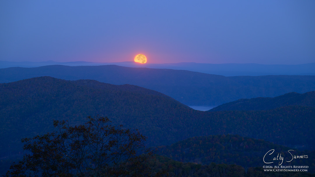 Hunters Moon Setting from the Point Overlook, Shenandoah National Park