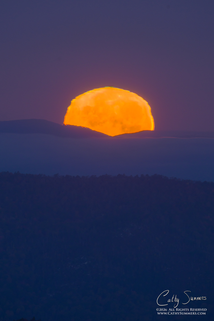 Hunters Moon Setting from the Point Overlook, Shenandoah National Park - Composite Photo